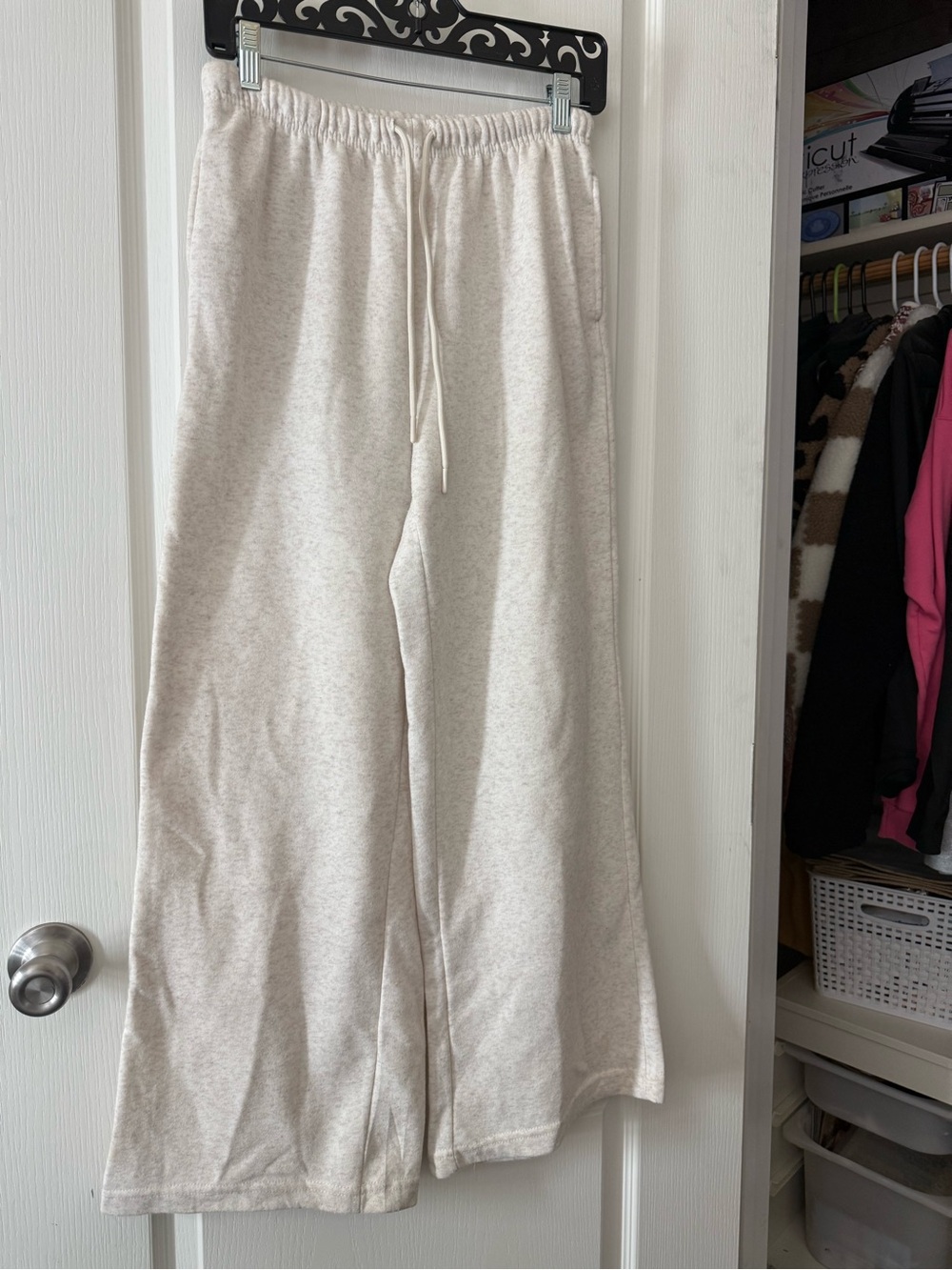 Monteau Cream Wide Leg Fleece Lounge Pants